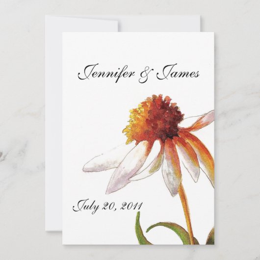 Daisy Wedding Inviting Black White Kaart (Voorkant)