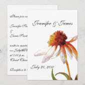 Daisy Wedding Inviting Black White Kaart (Voorkant / Achterkant)