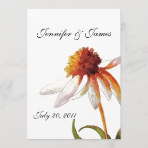 Daisy Wedding Inviting Black White Kaart