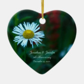 Daisy Wedding Jubileum Heart Shaped Keramisch Ornament (Voorkant)