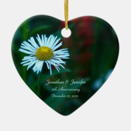 Daisy Wedding Jubileum Heart Shaped Keramisch Ornament