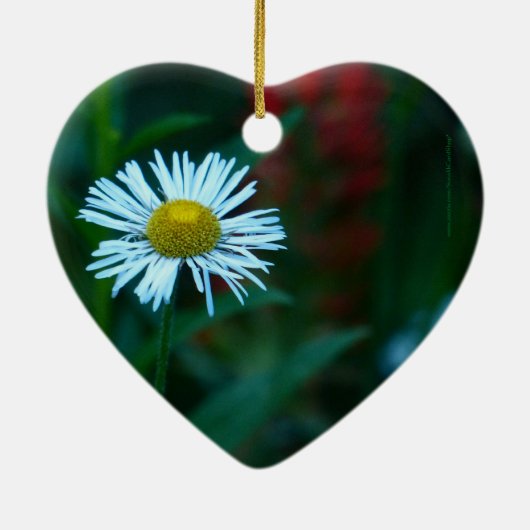 Daisy Wedding Jubileum Heart Shaped Keramisch Ornament (Achterkant)