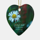 Daisy Wedding Jubileum Heart Shaped Keramisch Ornament (Links)