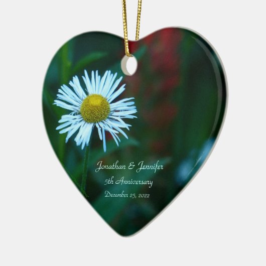 Daisy Wedding Jubileum Heart Shaped Keramisch Ornament (Links)
