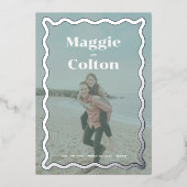 Daisy Wedding Photo Save the Date Folie Uitnodiging (Voorkant)