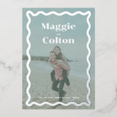 Daisy Wedding Photo Save the Date Folie Uitnodiging (Voorkant)