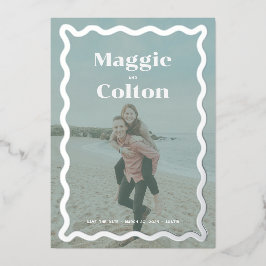 Daisy Wedding Photo Save the Date Folie Uitnodiging