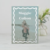 Daisy Wedding Photo Save the Date Folie Uitnodiging (Staand Voorkant)