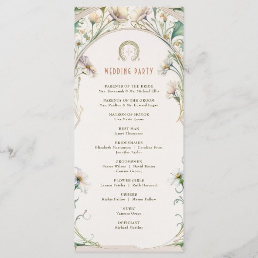 Daisy Wedding Program Art Nouveau door Mucha Programmakaart (Achterkant)