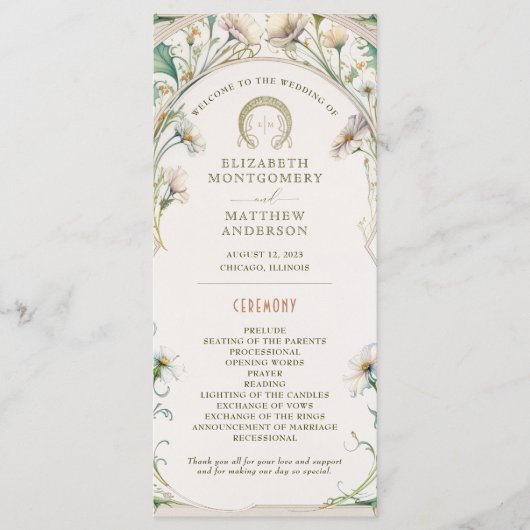 Daisy Wedding Program Art Nouveau door Mucha Programmakaart (Voorkant)