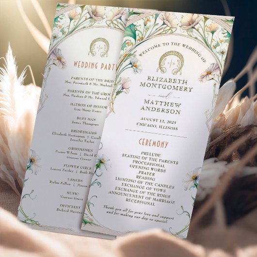 Daisy Wedding Program Art Nouveau door Mucha Programmakaart