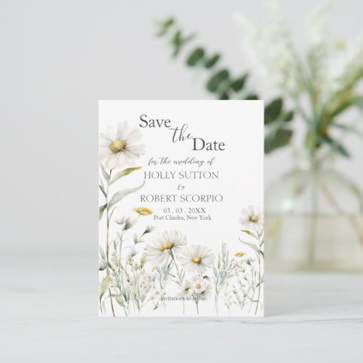 Daisy Wedding Save the Date Briefkaart (Staand voorkant)