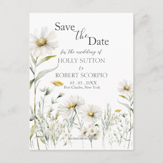 Daisy Wedding Save the Date Briefkaart (Voorkant)