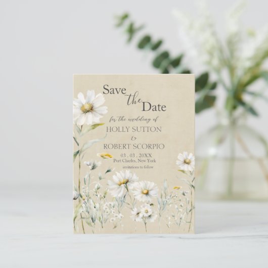 Daisy Wedding Save the Date Briefkaart (Staand voorkant)