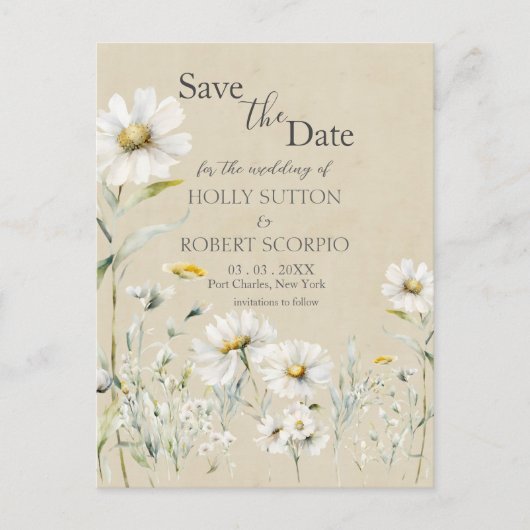 Daisy Wedding Save the Date Briefkaart (Voorkant)