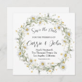 Daisy Wedding Save the Date Card (Voorkant / Achterkant)