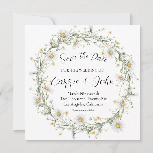 Daisy Wedding Save the Date Card (Voorkant)