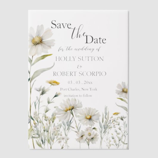 Daisy Wedding Save the Date Vellum Uitnodigingen (Voorkant)