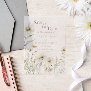 Daisy Wedding Save the Date Vellum Uitnodigingen