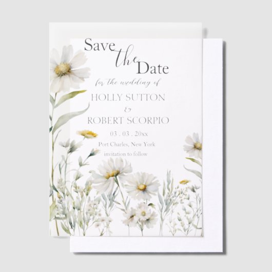 Daisy Wedding Save the Date Vellum Uitnodigingen (Offset)