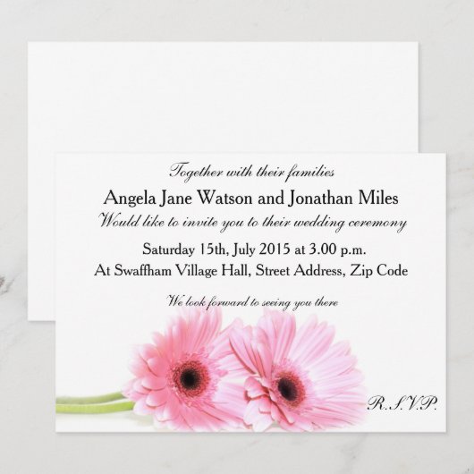 Daisy Wedding Uitnodiging (Voorkant / Achterkant)