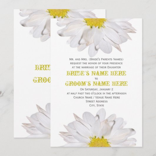 Daisy Wedding Uitnodiging - van de ouders van Brid (Voorkant / Achterkant)