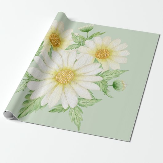 Daisy Wedding Wrapping Paper Cadeaupapier (Uitgerold)