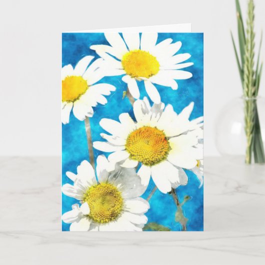 Daisy Wenskaart in waterverf Kaart (Voorkant)
