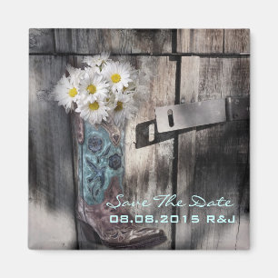 Daisy western land bruiloft opslaan van de datum magneet