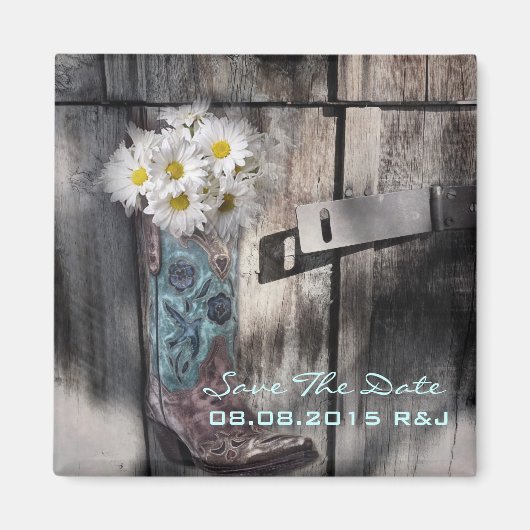 Daisy western land bruiloft opslaan van de datum magneet (Voorkant)
