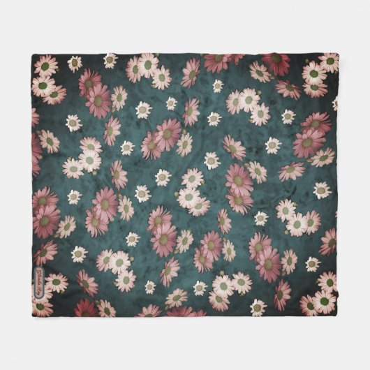 Daisy Whispers Pastel Garden Blauwgroene Achtergro Fleece Deken (Voorkant (Horizontaal))