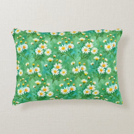 Daisy Whispers – Watercolor Meadow Pattern Accent Kussen (Voorkant)