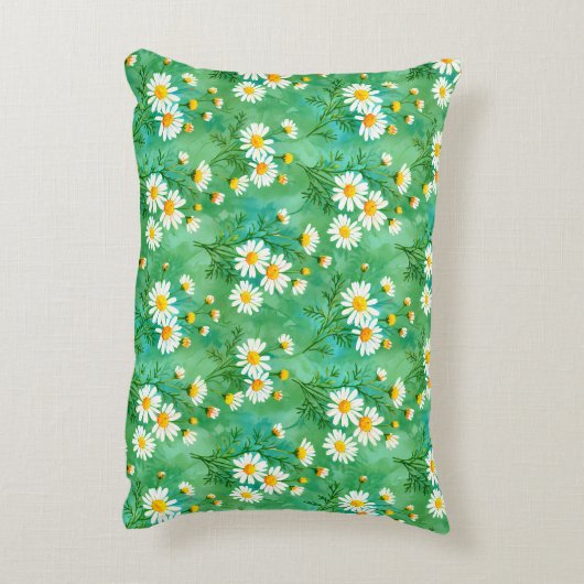 Daisy Whispers – Watercolor Meadow Pattern Accent Kussen (Achterkant (Verticaal))