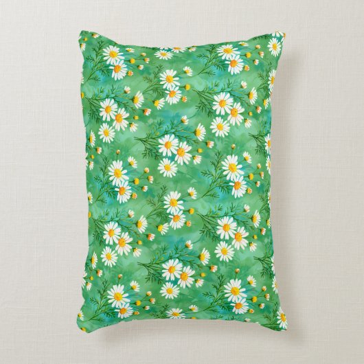 Daisy Whispers – Watercolor Meadow Pattern Accent Kussen (Voorkant(Verticaal))