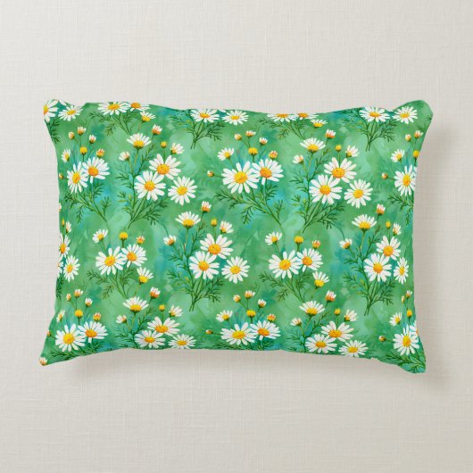 Daisy Whispers – Watercolor Meadow Pattern Accent Kussen (Achterkant)