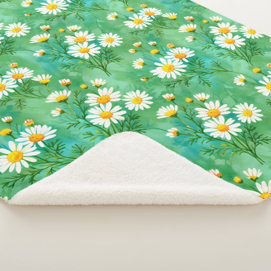 Daisy Whispers – Watercolor Meadow Pattern Sherpa Deken (3/4)