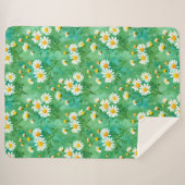 Daisy Whispers – Watercolor Meadow Pattern Sherpa Deken (Voorkant (horizontaal))