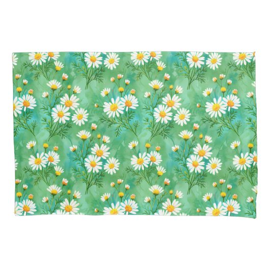 Daisy Whispers – Waterverf Weidepatroon Kussensloop (Voorkant)