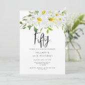 Daisy White | 50e verjaardag Zomerbloemen Kaart (Staand voorkant)