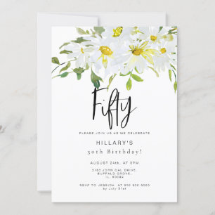 Daisy White 50e verjaardag Zomerbloemen Kaart