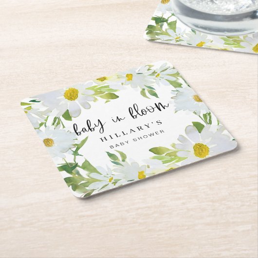 Daisy White | Baby shower Zomerbloesem Kartonnen Onderzetters (Schuin)