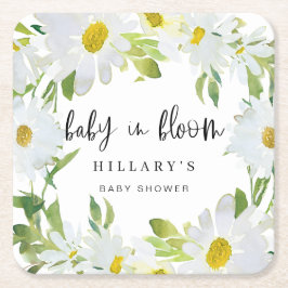 Daisy White | Baby shower Zomerbloesem Kartonnen Onderzetters