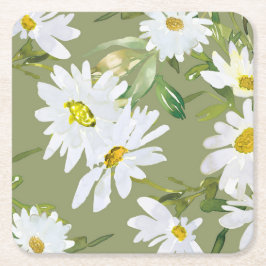 Daisy White | Baby shower Zomerbloesem Kartonnen Onderzetters