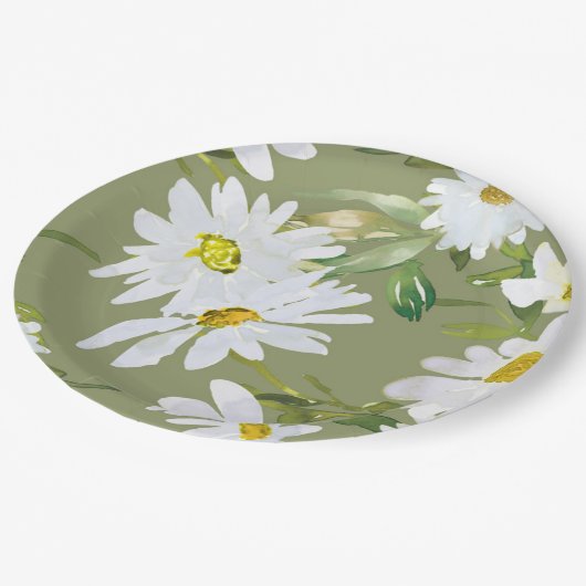 Daisy White | Baby shower Zomerbloesem Papieren Bordje (Gekanteld)