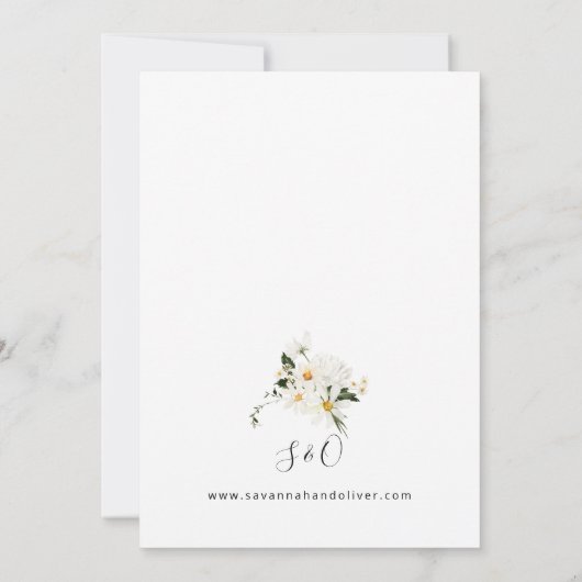 Daisy White Bloemen Huwelijksuitnodiging v2 Kaart (Achterkant)