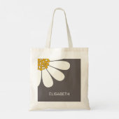 Daisy White Floral Design Personaliseer Naam Tote Bag (Achterkant)