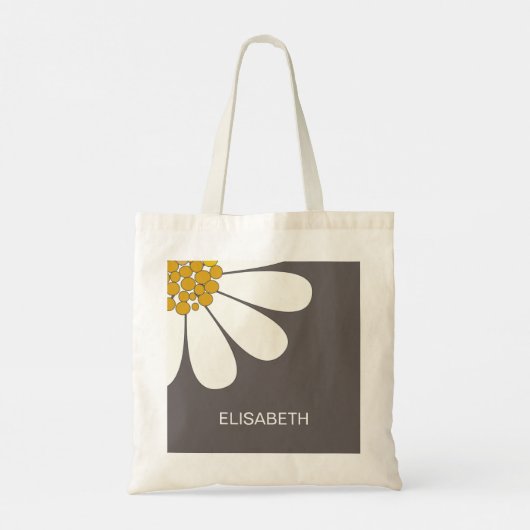 Daisy White Floral Design Personaliseer Naam Tote Bag (Achterkant)
