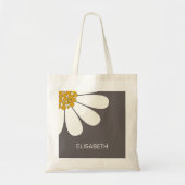 Daisy White Floral Design Personaliseer Naam Tote Bag (Voorkant)