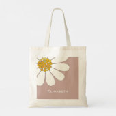 Daisy-white floral desing personalize name tote bag (Achterkant)