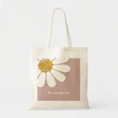Daisy-white floral desing personalize name tote bag (Voorkant)